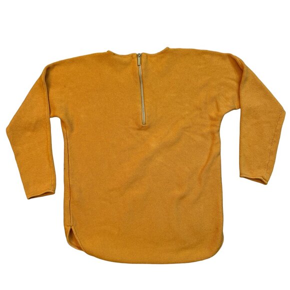 Michael Kors Mustard Yellow Knit Tunic Sweater 3/4 Sleeve Zipper Detail – Medium - Picture 8 of 16